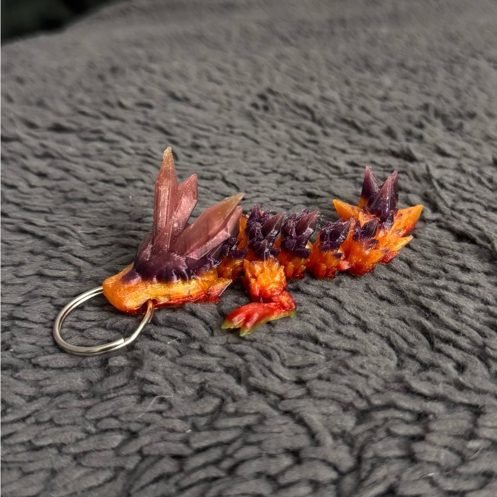 Crystal Multicolor Articulated 3D-Print Dragon Keychain Fidget Toy